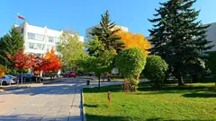 Сградата на Университета за национално и световно стопанство в София през есента